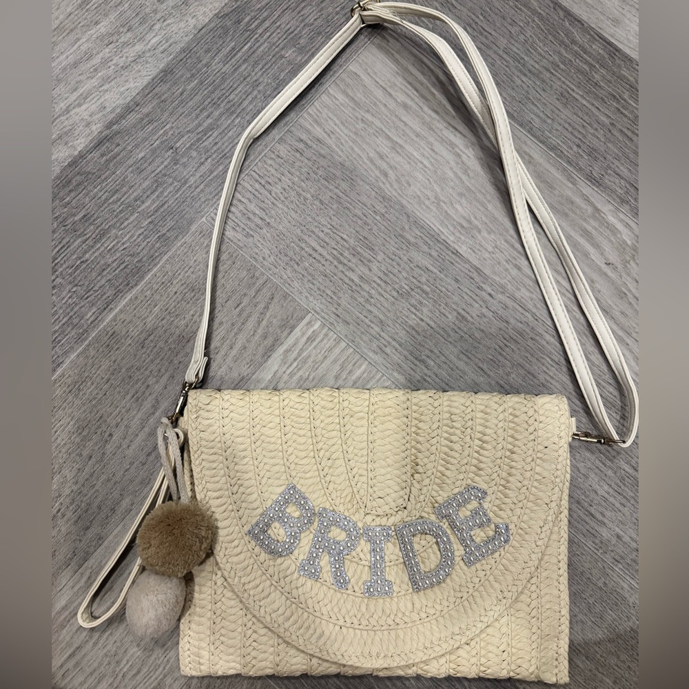 Bride Straw Shoulder Bag Woven Envelope